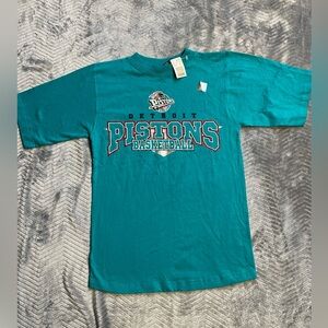 Vtg NWT Bike NBA Detroit Pistons Teal Tee Youth Medium